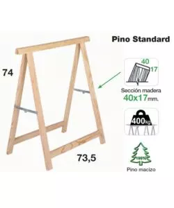 Cavalletto pieghevole in legno di pino grezzo, 73,5x74 cm